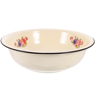 Enamel mixing bowls Vintage Enamelware Washing Basin Kitchen Bowl Porcelain Egg Beating Bowl Plate Dish for Fruit Salad Pasta Dinner Random Style