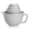 Sweejar Porcelain Mixing Bowl with Scale, Ceramic Serving Container for Kitchen, Nesting Bowl with Handle, Using for Baking, Prepping, Cooking, Lead-Free, Set of 5(Gray)