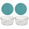 Pyrex (2 7201 4 Cup Glass Bowls &amp; (2) 7201-PC Turquoise Lids Made in the USA