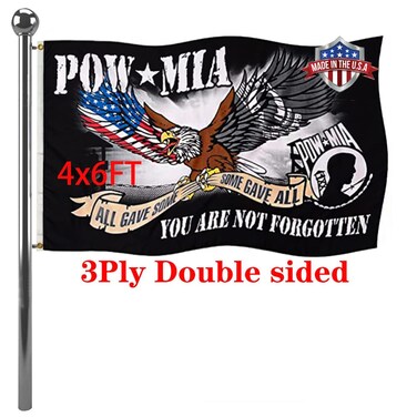 Jayus Eagle Pow Mia Flag Double Sided 4x6 Outdoor-Vivid Colors polyester 220D 3Ply Pow Flags Banner- You Are Not Forgotten Prisoner of War Mia Flag with 2 Grommets