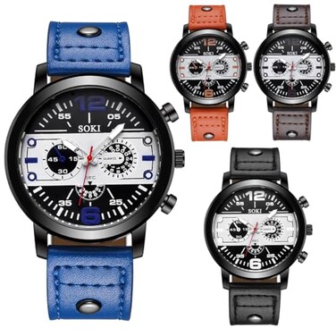 CdyBox 4 Pack Leather Strap Watches Wholesale Men's Business Quartz Wrist Watch
