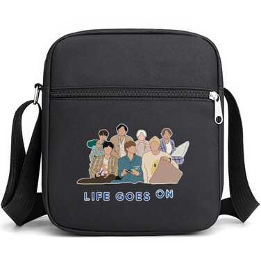 K-pop Merch Crossbody Bags jimin suage jungkook V Jhope jin RM Bag Korean Merchandise Life Goes On Messenger for Women Men Crossbody Purse with Zipped Pockets Handbag Shoulder Bag
