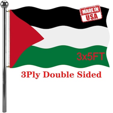 Jayus Palestine Flags 3x5 Outdoor Double Sided Made in USA - Heavy Duty Vivid Color Palestinian National Flag Banner with 2 Grommets