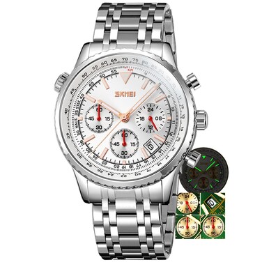 DAXIAOYU Men's Gold Stainless Steel Quartz Watches Business Chronograph Analog Wristwatch for Man Watch Waterproof Luminous