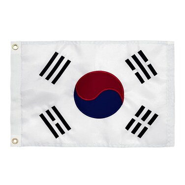 FLAGPARK 12x18 inch South Korea Flag Embroidered Taegeukgi Boat Flags S Korean National Flags with 2 Brass Grommets Outdoor Decor