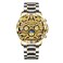 GLENAW Automatic Watches for Men, Tiger Dial Rhinestone Scale Men's Waterproof Watch Stainless Steel Strap Gold Pattern 12 Hours Week Mechanical Watch