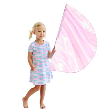 Worship Flag with Scalable Rod for Kids, 36" Soft Semicircle Flag for Dance Practice Performance, Praise Flag, Divine Flag, Flex Banner (Pink)