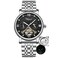 DAXIAOYU Men's Stainless Steel Strap Mechanical Wristwatch, Moon Phase Waterproof Diamond Inlaid Wristwatch, Hollowed Out Fully Automatic Luxury Wristwatch