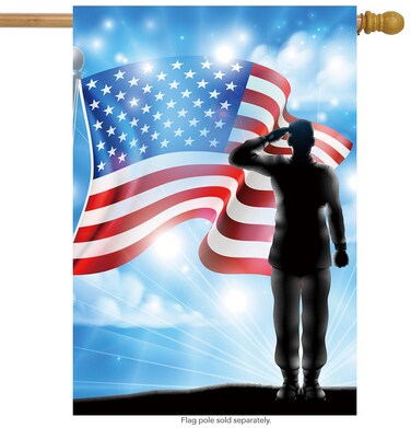 ShineSnow American Flag Veterans Day Soldier Military Garden Yard Flag 12"x 18" Double Sided, Polyester Memorial Patrotic Army 4th of July Welcome House Flag Banners for Patio Lawn Outdoor Home Decor