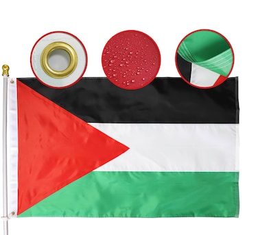 Premium Palestine Flag 3x5 Ft Large,Sewn Stripes  Quadruple Stitched Fly Ends Palestinian Flags House Decoration Banner Souvenir Gift