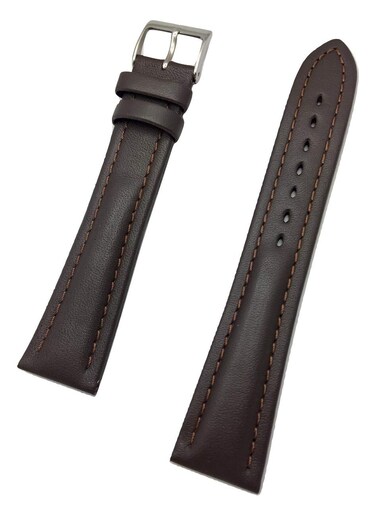 22mm Dark Brown, Extra Long Genuine Leather Watchband   Soft, Medium Padded Replacement Watchstrap with Stitchings that brings New Life to Any Watch (Mens X-Long Length)