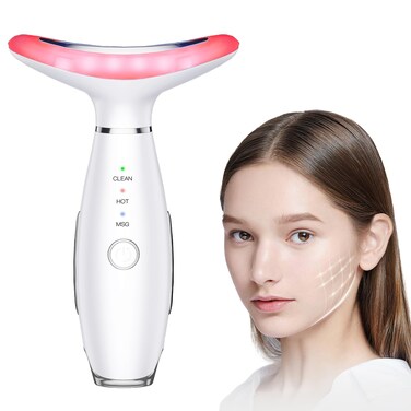 Face and Neck Massager,3 Color Facial Culpting Tool with Vibration, Rechargeable Facial Massager for Skin Care (White)