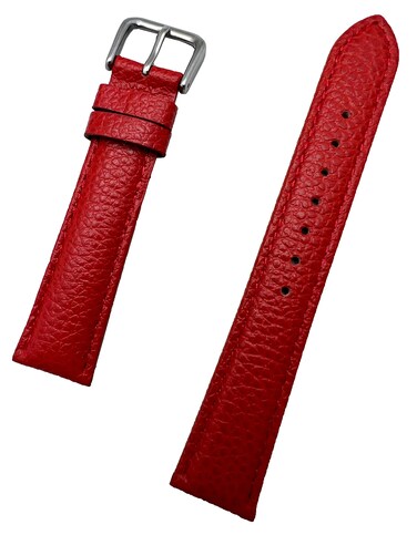 18mm Red Genuine Leather Watchband   Matte, Smooth, Lightly Padded Replacement Watchstrap that brings New Life to Any Watch (Mens Standard Length)