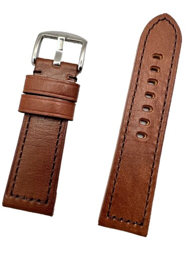 NewLife 24mm Dark Brown Leather Watchband Compatible with Panerai Watch   Solid, Smooth, Heavy Duty Padded Replacement Watchstrap Bracelet that brings to Any Watch (Mens Standard Length)