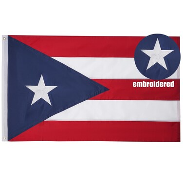 TOPFLAGS Puerto Rico Flag 12x18 Inch - Embroidery Puerto Rico Flags with 2 Brass Grommets Heavy Duty Banner for Outdoor Indoor, Vivid Color Fade-resistant,Sewn Stripes