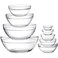 Lawei Set of 9 Glass Mixing Bowls - Glass Nesting Bowls Glass Prep Bowls Clear Glass Salad Bowls for Kitchen Prep Salad, Cereal, Ice Cream, Pasta, Fruits