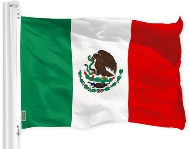 G128 Mexico Mexican Flag   4x6 Ft   LiteWeave Pro Series Printed 150D Polyester   Country Flag, Indoor/Outdoor, Vibrant Colors, Brass Grommets, Thicker and More Durable Than 100D 75D Polyester