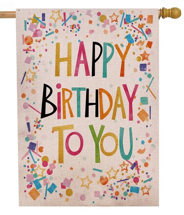 Happy Birthday Welcome House Flag Vertical Double Sided Farmhouse Burlap Yard Outdoor D&eacute;cor Gift Flag 28x40 Inch