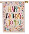 Happy Birthday Welcome House Flag Vertical Double Sided Farmhouse Burlap Yard Outdoor D&eacute;cor Gift Flag 28x40 Inch