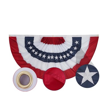 FLAGPARK Bunting Flags 3x6 Ft American Flag Buntings for outdoor Embroidered Stars Patriotic Banner Decorations