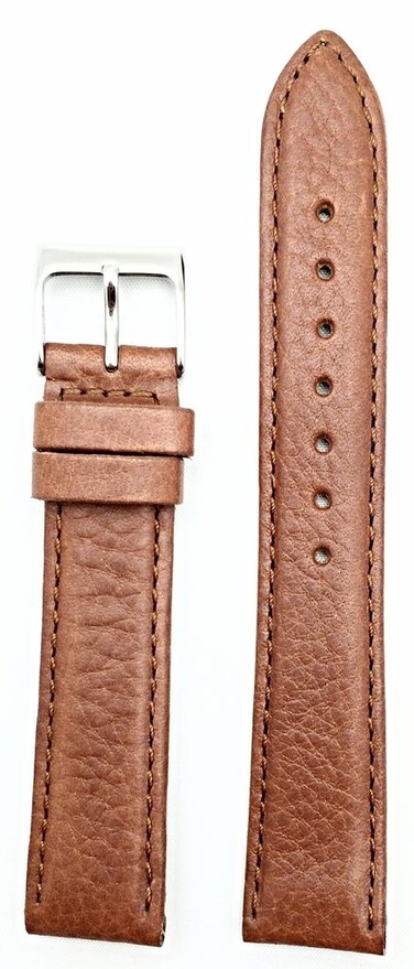 18mm Genuine Leather Watchband   Tan, Oily Vegetable Grained, Lightly Padded, Smooth Replacement Watchstrap that brings New Life to Any Watch (Men&rsquo;s Standard Length)