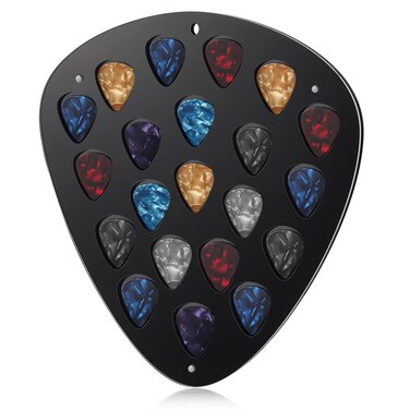 Teenyyou Guitar Pick Holder Wall Mountable Guitar Pick Display Case Guitar Pick Holder Guitar Pick Case Gifts for Men, Guitar Players, and Musicians(21 Slots,Black)