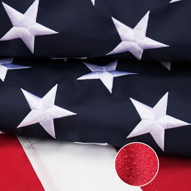 Homissor 3x5 American Flag 420D Tough Nylon Heavy Duty Outdoor Made in USA US fLAGS Embroidered Stars Long Lasting for All Weather High Winds