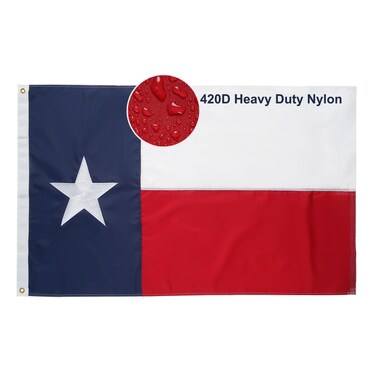 Homissor Texas Flag 3x5 Heavy Duty Outdoor 420D Tough Nylon TX State Flags Embroidered Stars 3x5 Ft Long Lasting for Outside High Winds Sewn Stripes and 2 Brass Grommets