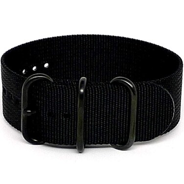 Da Luca Ballistic Nylon Military 1 Piece Watch Strap - Black (PVD Buckle) : 26mm