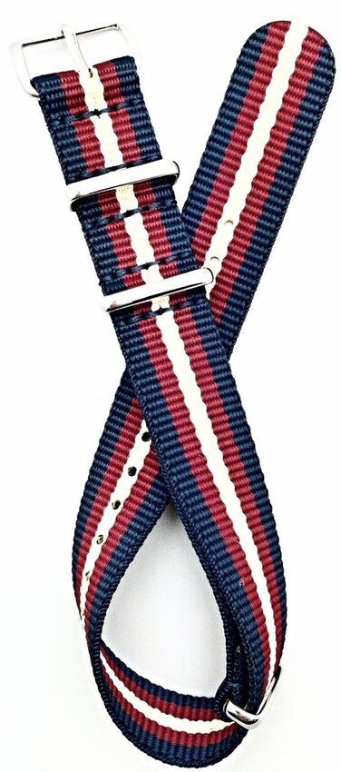 NewLife 18mm Navy Blue/Red/Tan Watchband   Vintage, Military Style Watchstrap Nylon Fabric Replacement Wrist Band That Brings to Any Watch for Men and Women