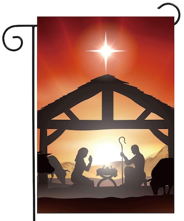 ShineSnow Traditional Winter Christmas Scene Story Garden Yard Flag 12"x 18" Double Sided Polyester Welcome House Flag Banners for Patio Lawn Outdoor Home Decor