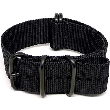 Da Luca Ballistic Nylon Military Watch Strap - Black (PVD Buckle) : 26mm