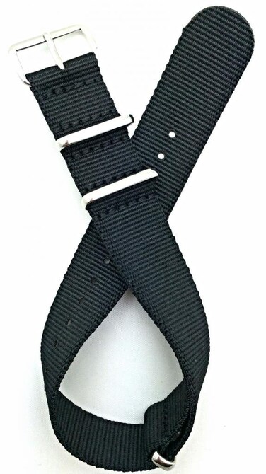 NewLife 20mm Nylon Watch Strap   Black, Military Style Replacement, Fabric Wrist Band for Men and Women - Black
