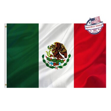 Mosprovie Mexico Flag 2x3 Outdoor Double Sided- Heavy Duty 3ply Mexican National Flags Super Durable Flags 2 Rows Stitched Edge Canvas Header with 2 Brass Grommets