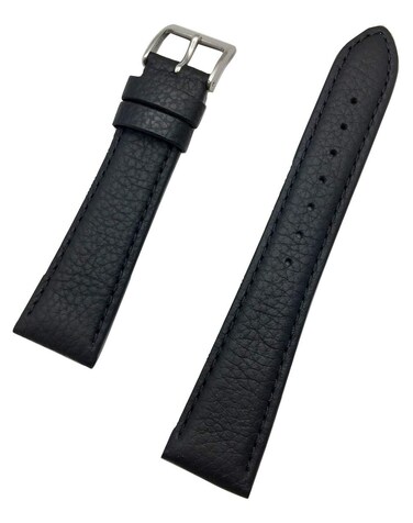 20mm Black Genuine Leather Watchband   Matte, Shrunken Grained, Lightly Padded Replacement Wrist Watchstrap that brings New Life to Any Watch (Mens Standard Length)