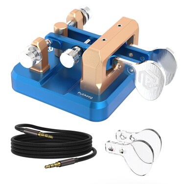 CW Key Morse Code Key Morse Telegraph Key Morse Code Key Aluminum Alloy CW Morse Code Key Square-Shaped Base Blue