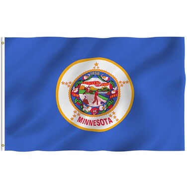 Premium Minnesota State Flag 3x5 ft, Vivid Colour MN Flags Outdoor, Double Stitching On the Edge, with 2 Rust-proof Brass Grommets (3x5 Ft)