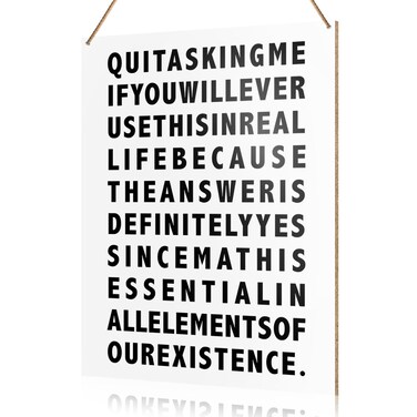 UDNADKEX Funny Math Classroom Wall Sign Hanging Decor, High School Middle School Mathematics Classroom Wooden Decor Math Room Decoration, Gift for Math Lover Student Math Teacher
