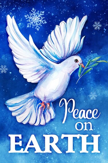 Texupday Peace on Earth Pigeon Snowflakes Decor Winter House Flag Outdoor Yard Flag 28" x 40