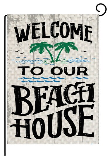 pingpi Welcome to Our Beach House Garden Flag Vertical Double Sided Flag Yard Outdoor Decoration 12.5 x 18 Inch