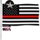 Thin Red Line Flag 3x5 Firefighter American Flag Embroidered Outdoor Heavy Duty 210D Thin Red Stripe Flag Banners with 2 Metal Grommets