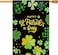 LHSION Happy St Patricks Day House Flag 28 x 40 Inch Lucky Shamrock Clovers Decorative Double Sided Burlap Flag for Farmhouse Yard Outdoor Holiday Decor