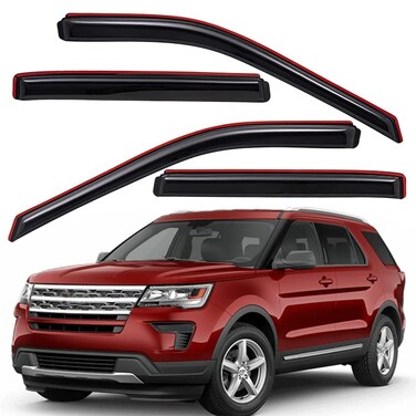 Lightronic WV194293 in-Channel Side Window Visor Deflector Rain Guard, Dark Smoke, 4-Pieces Set, Fits 2011-2019 Ford Explorer