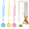 Potaroma Hanging Fluffy Cat Catnip Ball Toys 3 Pcs with Bell, Interactive Cat Teaser Retractable, Cat Toys Indoor Kitten Play Chase Exercise Physical Stimulation