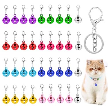 YUXIANLB 18Pcs Cat Dog Collar Bells, Loud Bell for Cat Collar, Pet Bell Collar Charms with Loud Crisp Sound, Pet Tracker Bells, Keychain Hanging Lobster Buckle Bell
