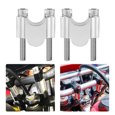 Wsays 7/8" Handlebar Risers 30mm Height Mount Clamp Kit Silver Compatible with Kawasaki KLR650 Fit Honda Fit Yamaha Fit Suzuki Fit ATV Dirt Bike Motorcycle