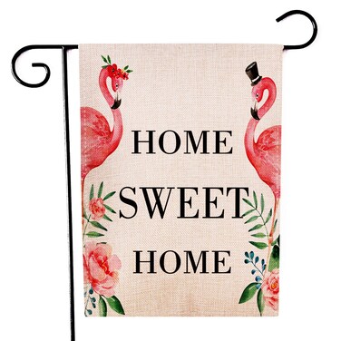 Ogiselestyle Flamingo Garden Flag Home Sweet Home Double Sided Decorative House Small Yard Decor Flags for Indoor &amp; Outdoor Decoration 12 X 18 Inch