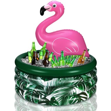 Bencailor Summer Flamingo Party Decoration Flamingo Inflatable Cooler Blow up Drink Cooler Reusable Floating Ice Chest for Summer Holiday Birthday Party Decor Supplies(Red Flamingo)