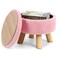OGEMXU Ottoman Foot Rest, Small Round Ottoman with Storage, Boucle Teddy Velvet Footstool with Wood Legs, Soft Sponge Storage Ottoman for Living Room, Bedroom, Couch, Enterway (Pink)