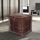 HEAVEN HUSH CRAFTING ELEGANCE Luxurious Indian Handmade Leather Ottoman Pouf Cover with Crunch Design Chic Home Decor Footrest Footstool for Home and Living Room (18x18x18 Inch, Brown Oil)